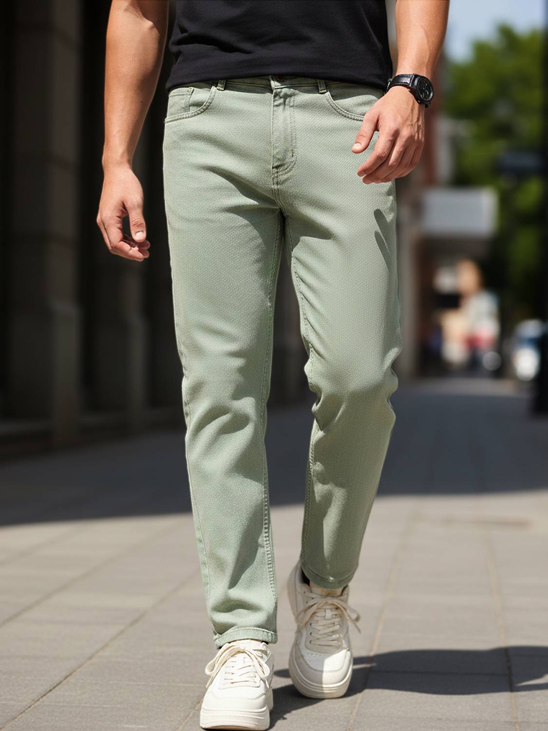 Men Regular Mid Rise Grey Jeans - Image 1