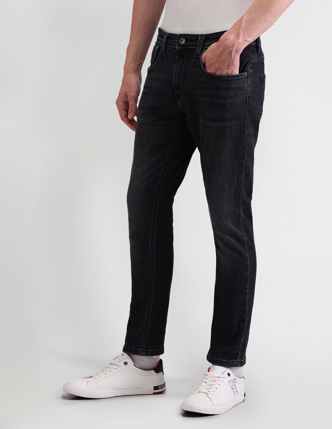 Image of U.S. POLO ASSN. Tapered Fit Men Black Jeans