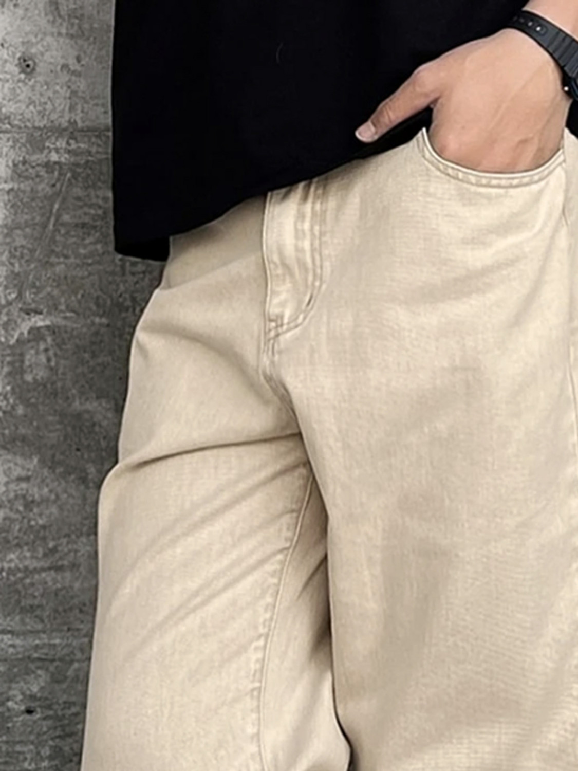 Image of Masterly Weft Regular Men Beige Jeans