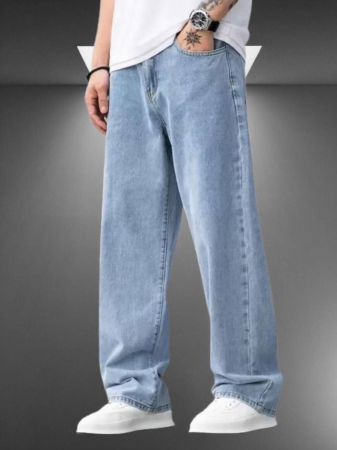 Moda Pride Loose Fit Men Light Blue Jeans - Image 1
