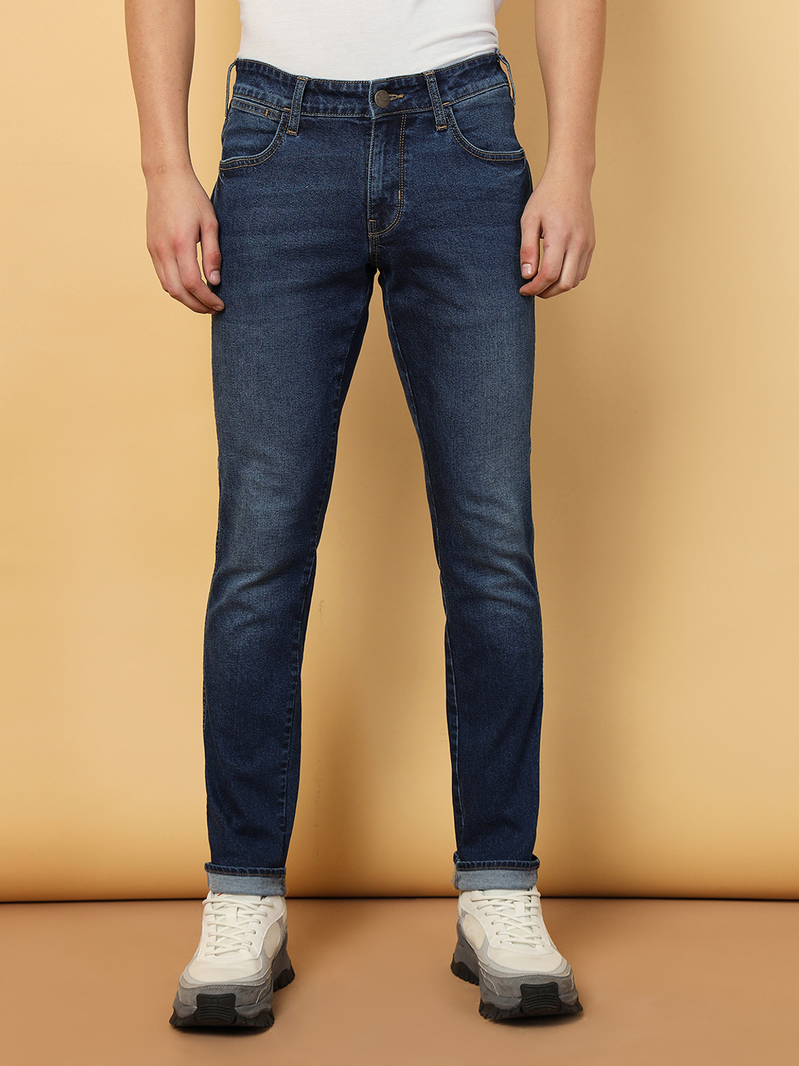 Image of Wrangler Slim Men Dark Blue Jeans