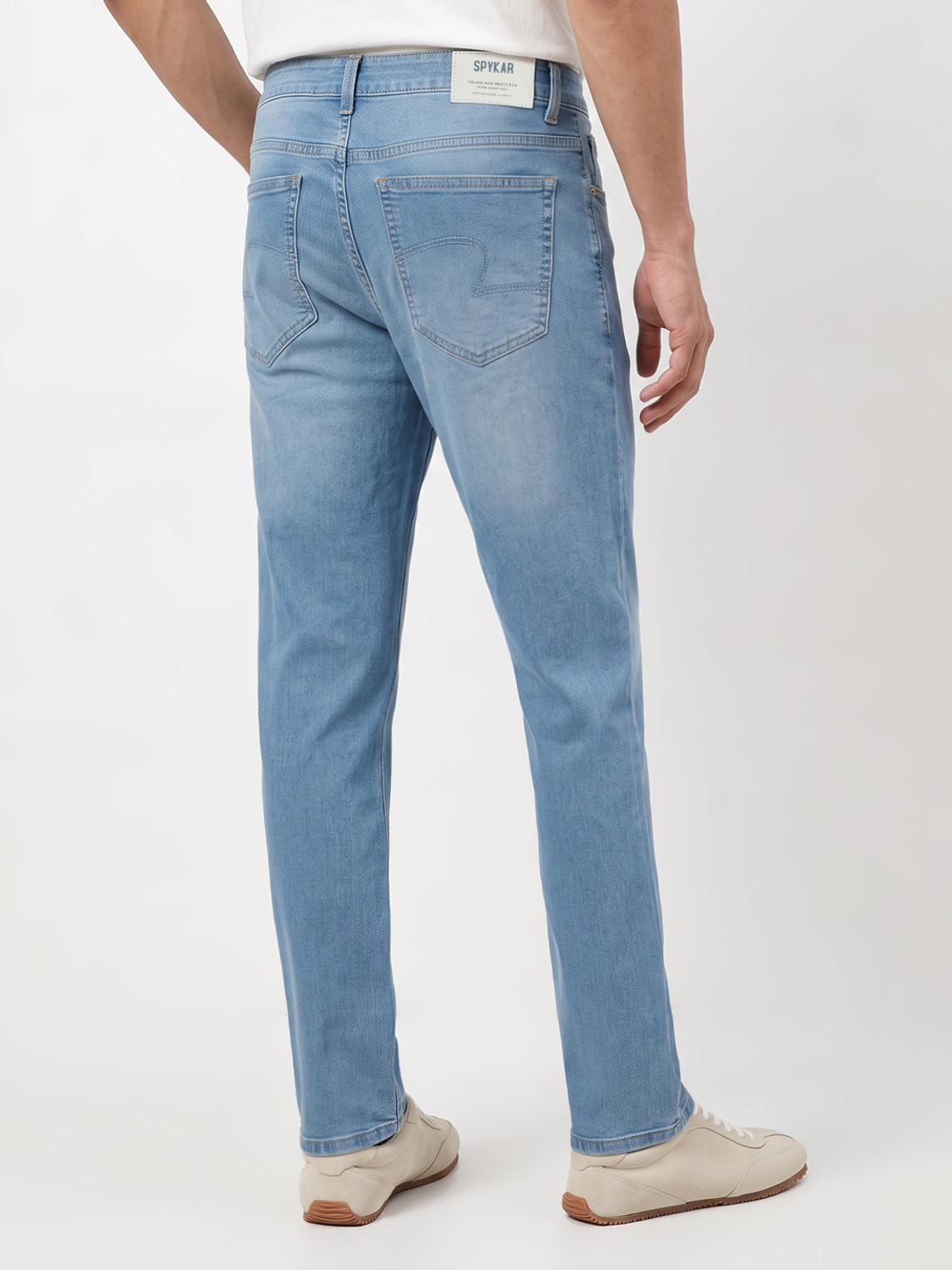 Image of Spykar Men Regular Mid Rise Light Blue Jeans