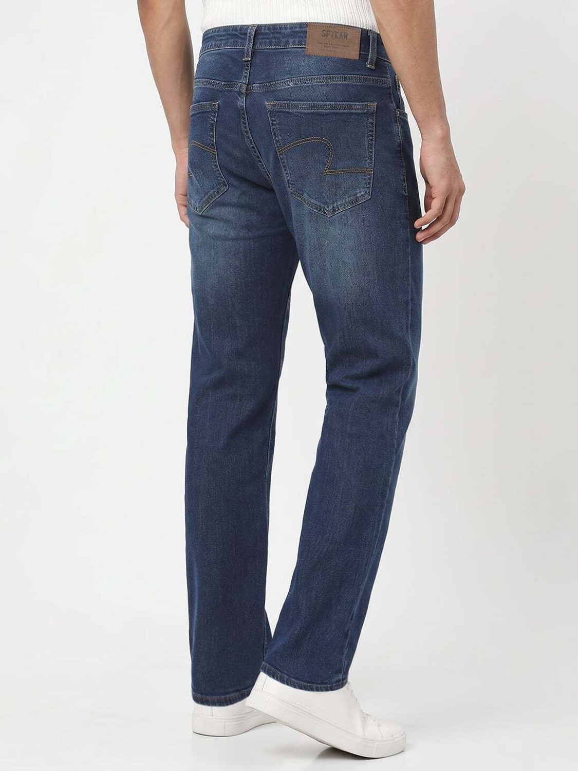 Image of Spykar Straight Fit Men Blue Jeans