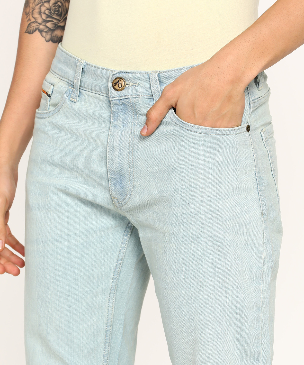 Image of The Indian Garage Co. Regular Men Light Blue Jeans