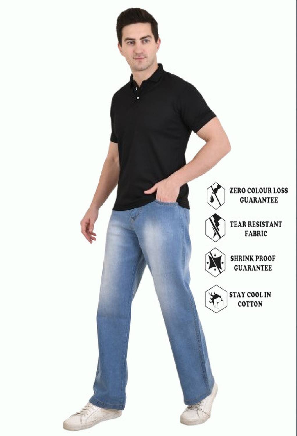 linaria Loose Fit Men Light Blue Jeans - Image 4