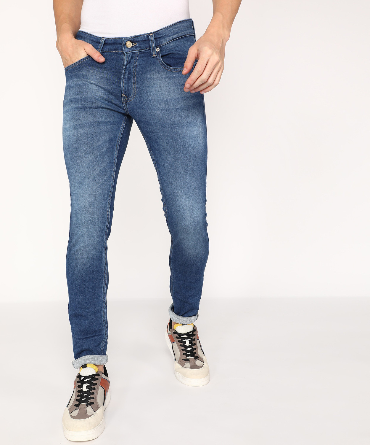 Image of Spykar Super Skinny Men Light Blue Jeans
