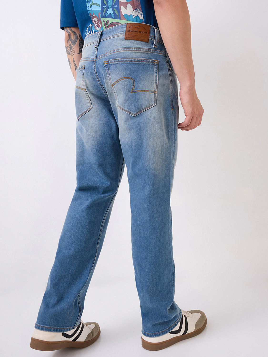 Image of Spykar Straight Fit Men Blue Jeans