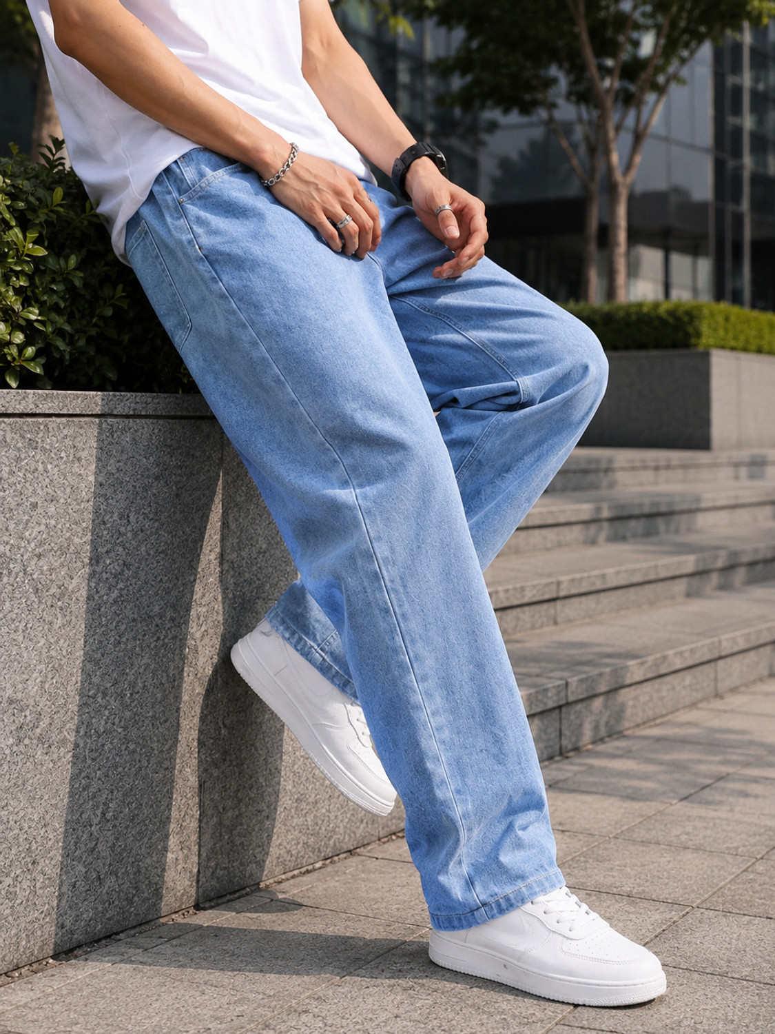 Image of 7 CUTS Wide Leg Men Light Blue Jeans