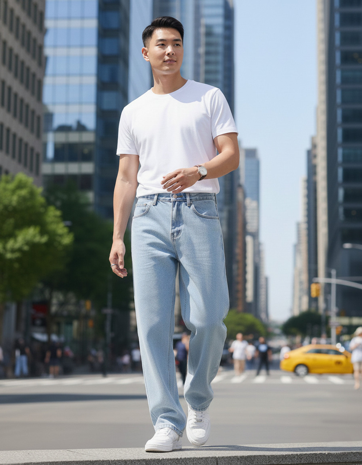 Image of MWFASHION Straight Fit Men Light Blue Jeans