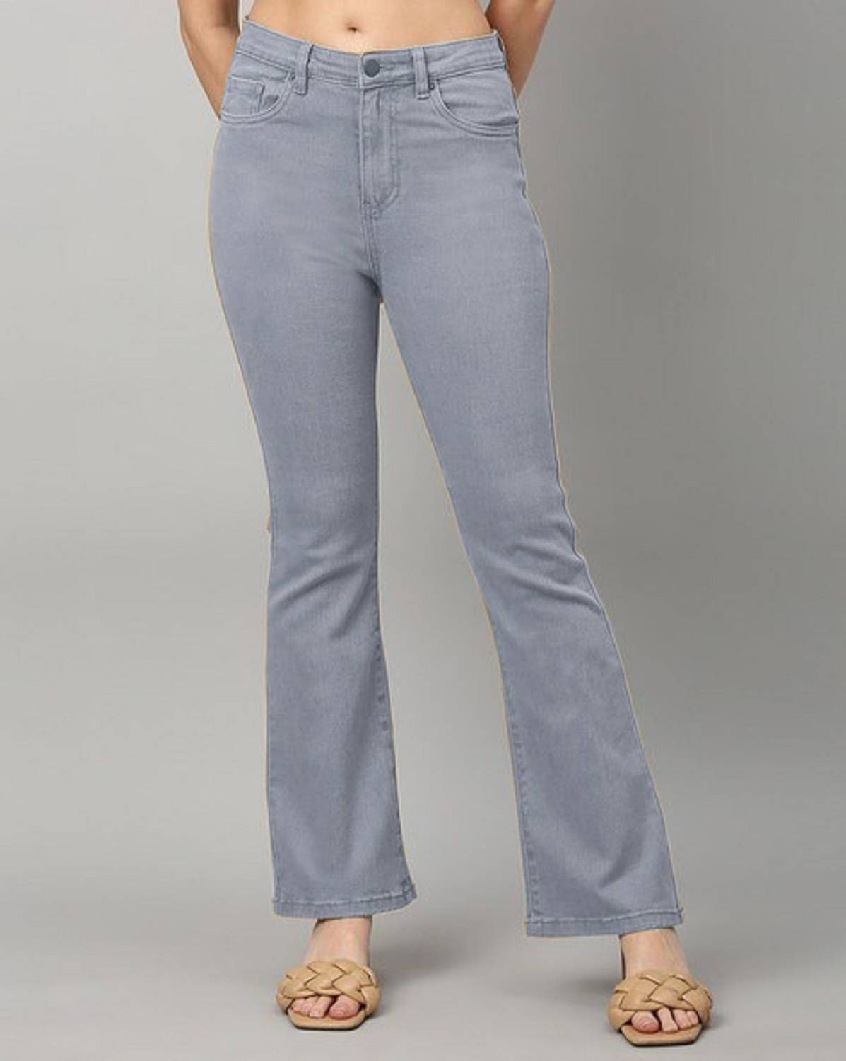 ADBUCKS Boot-Leg Women Grey Jeans