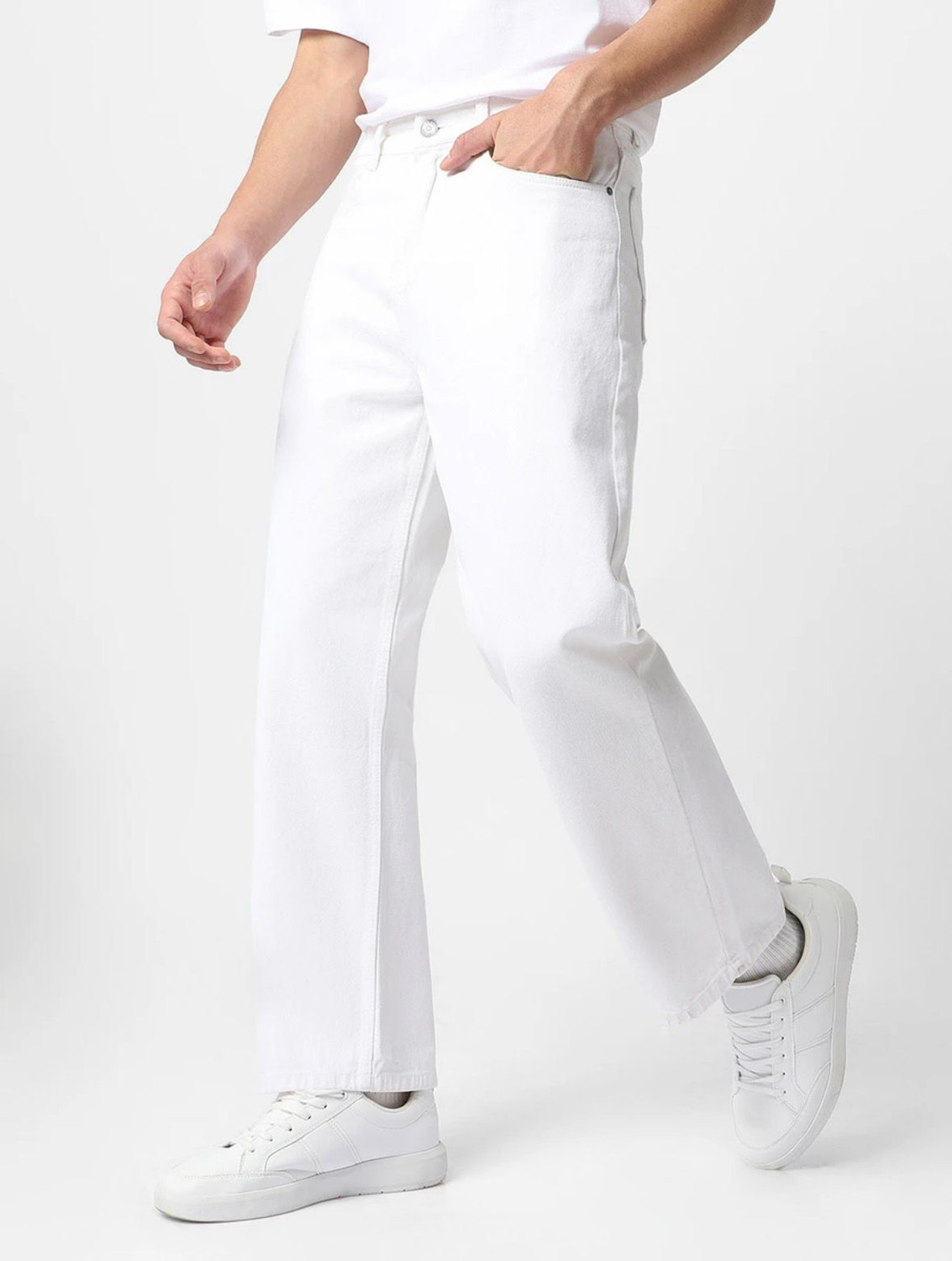 Image of SELL4U Loose Fit Men White Jeans