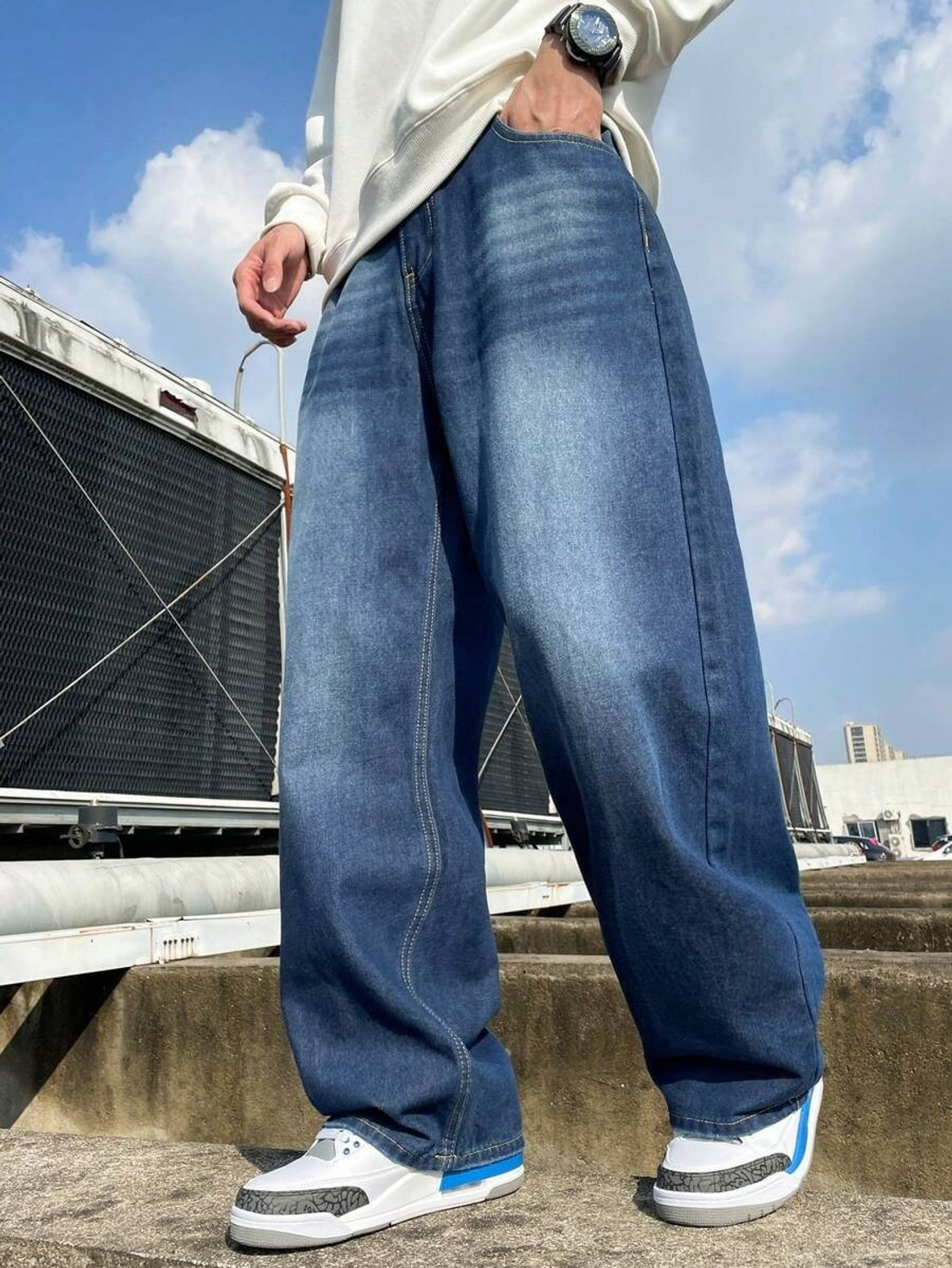 Image of YAMEET Straight Fit Men Blue Jeans