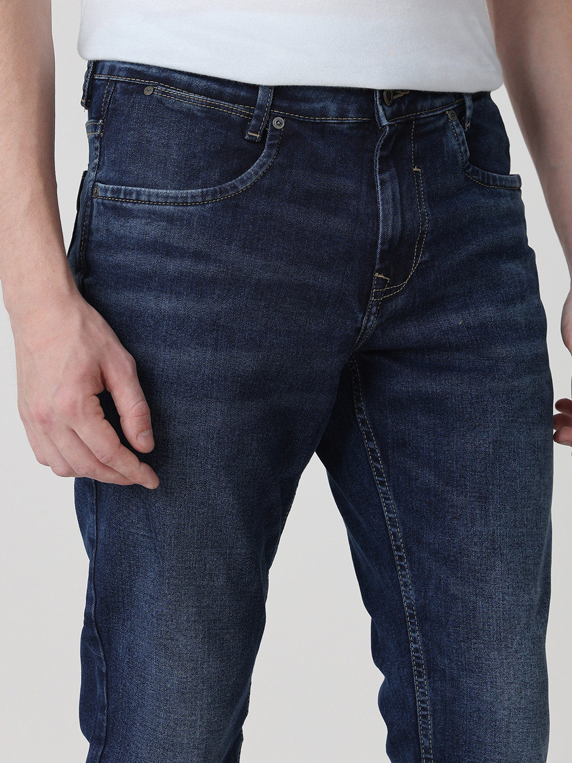Image of MUFTI Skinny Men Dark Blue Jeans