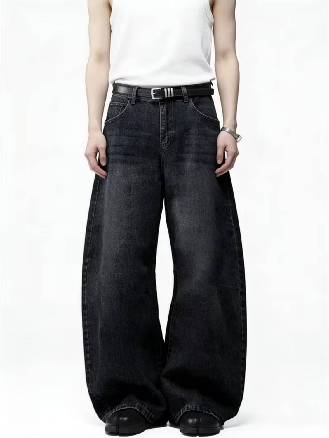 Sky Collection Wide Leg Men Black Jeans