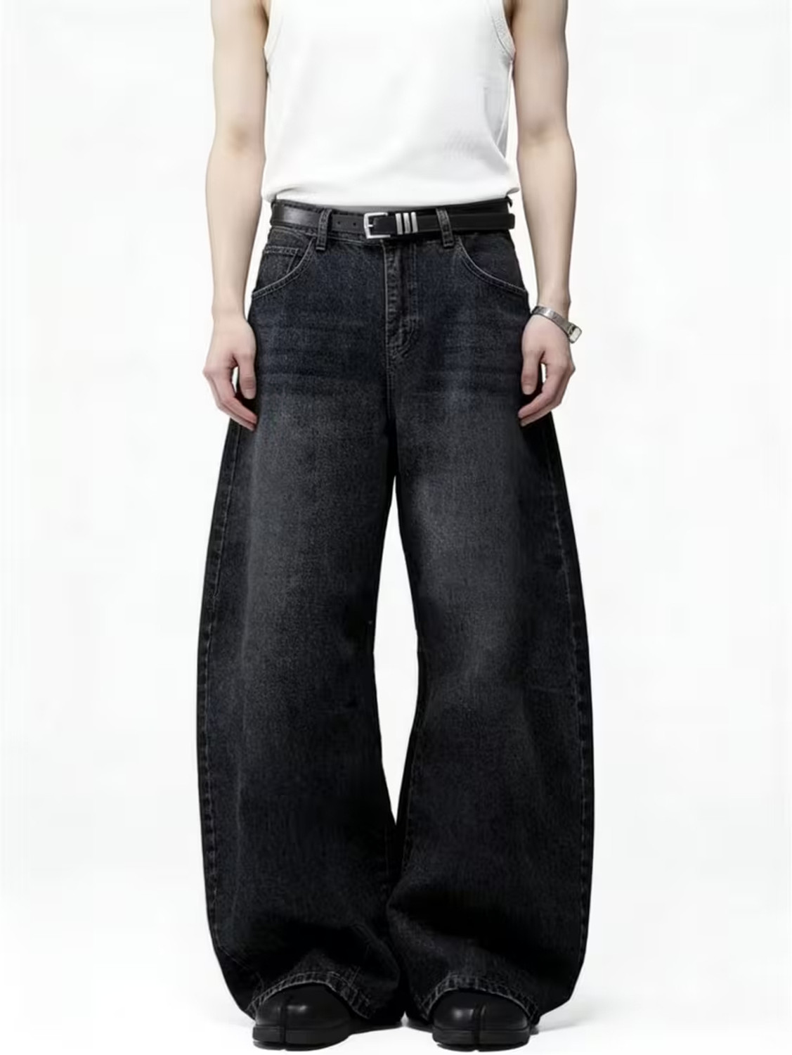 Image of sky collection Wide Leg Men Black Jeans