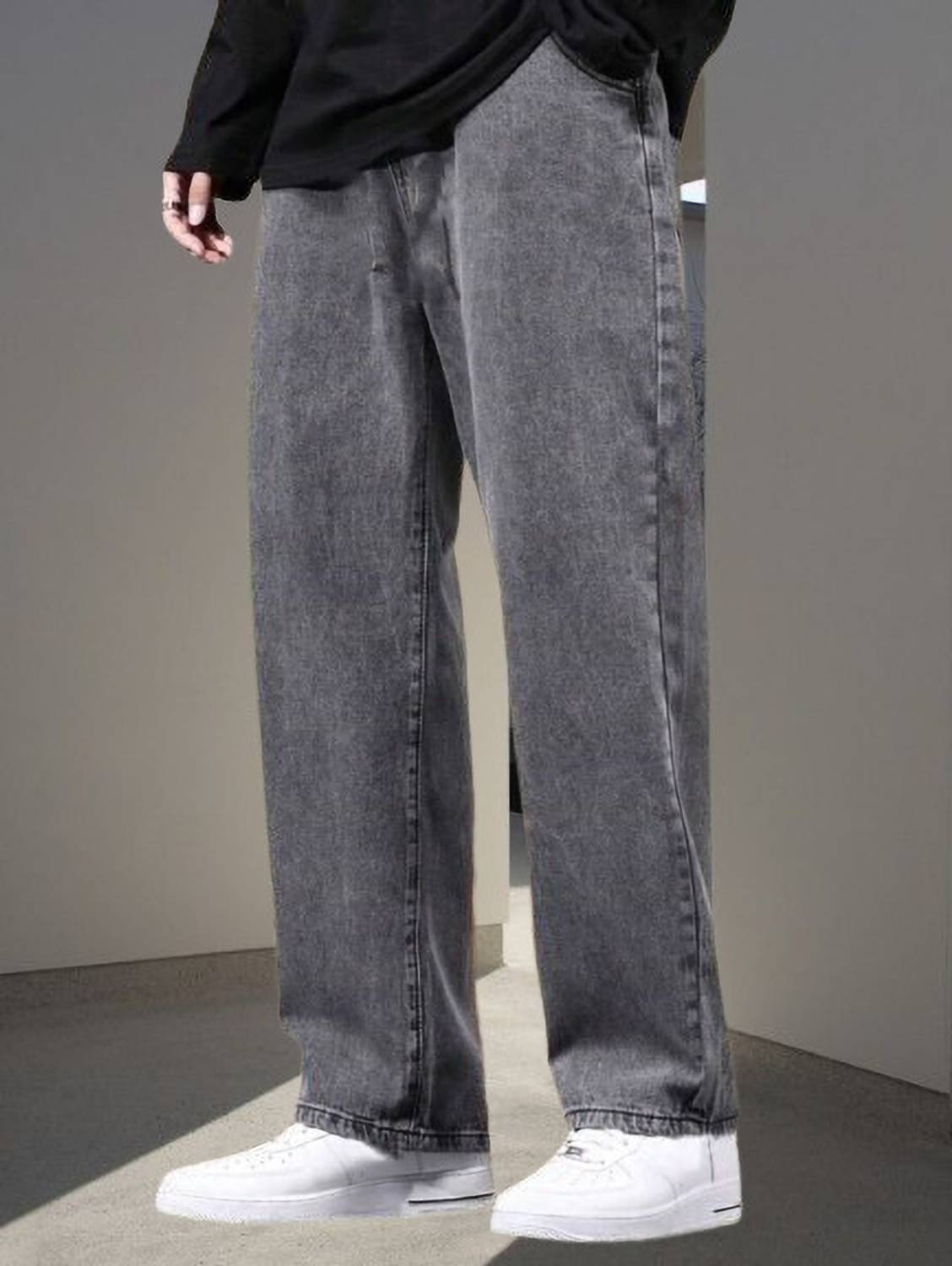 StarForWell Loose Fit Men Grey Jeans
