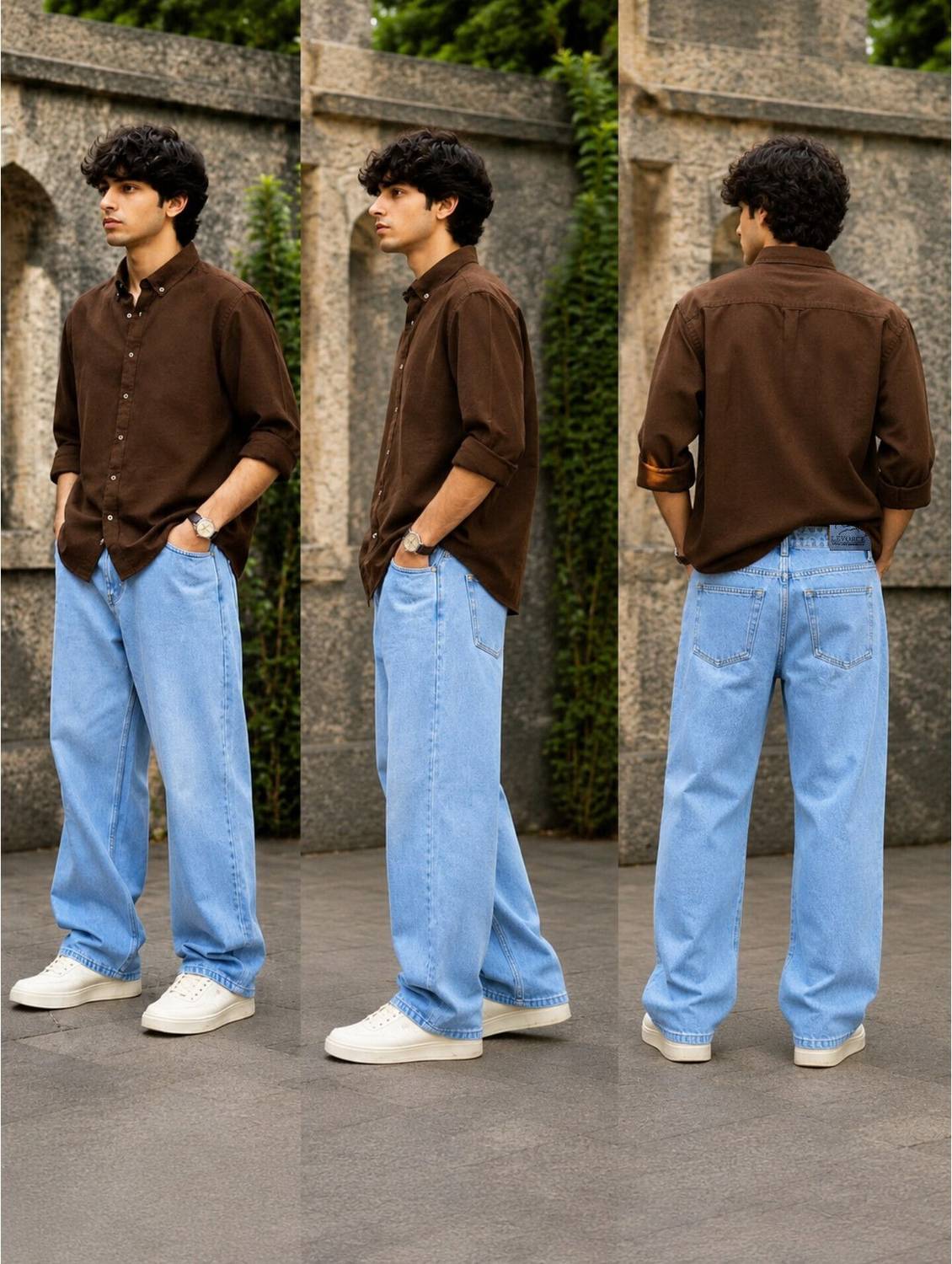 Veltick Baggy Fit Men Light Blue Jeans - Image 3