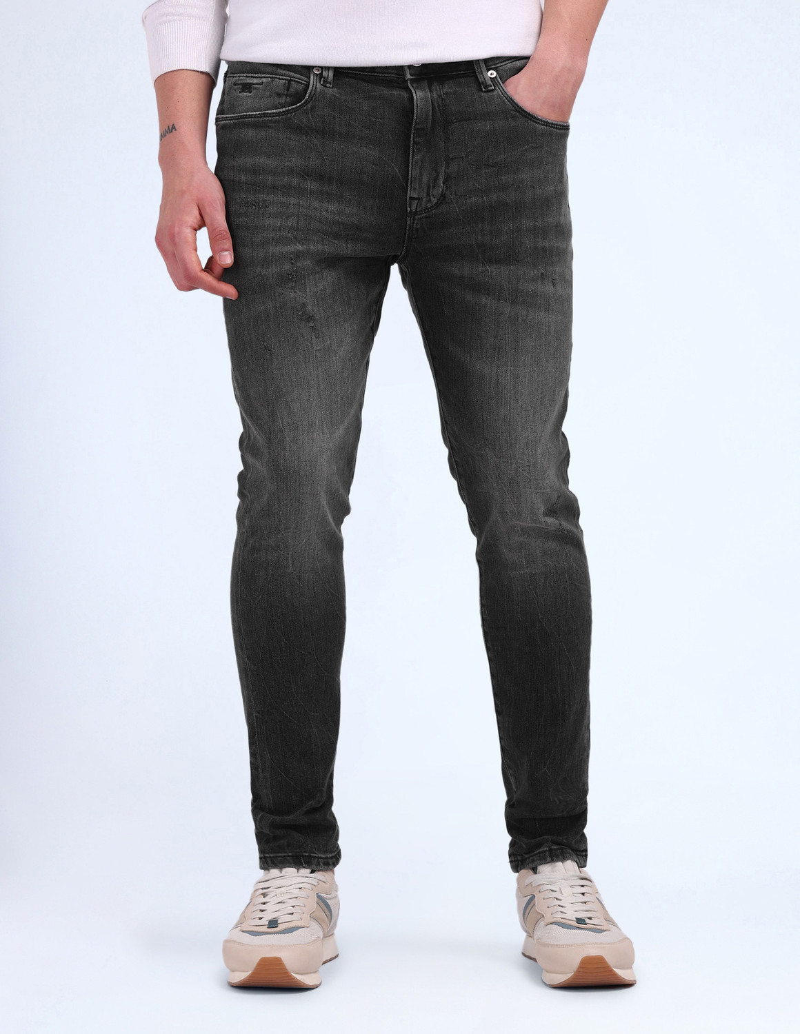 Image of FLYING MACHINE Skinny Men Black Jeans