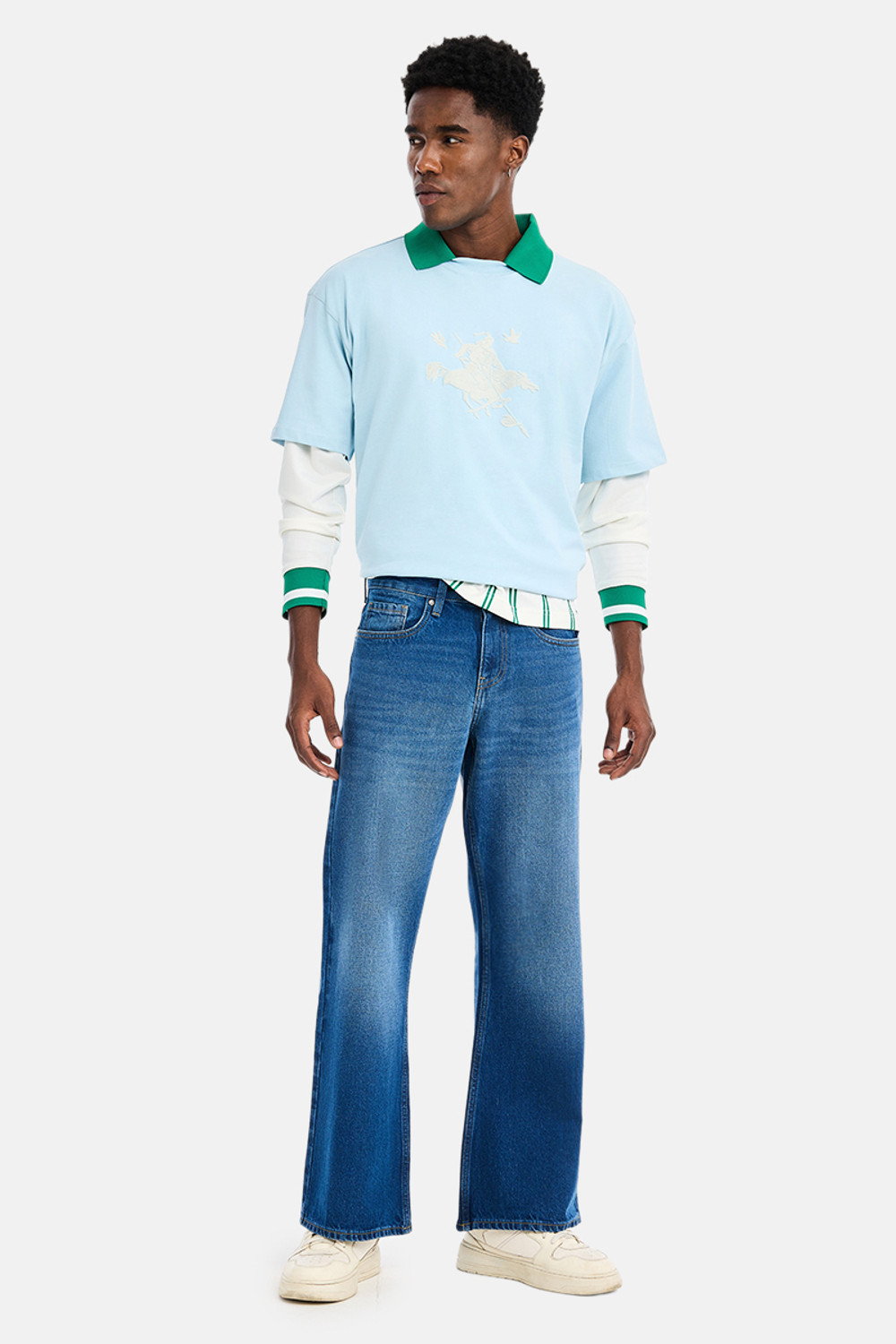 Image of Snitch Flared Men Blue Jeans