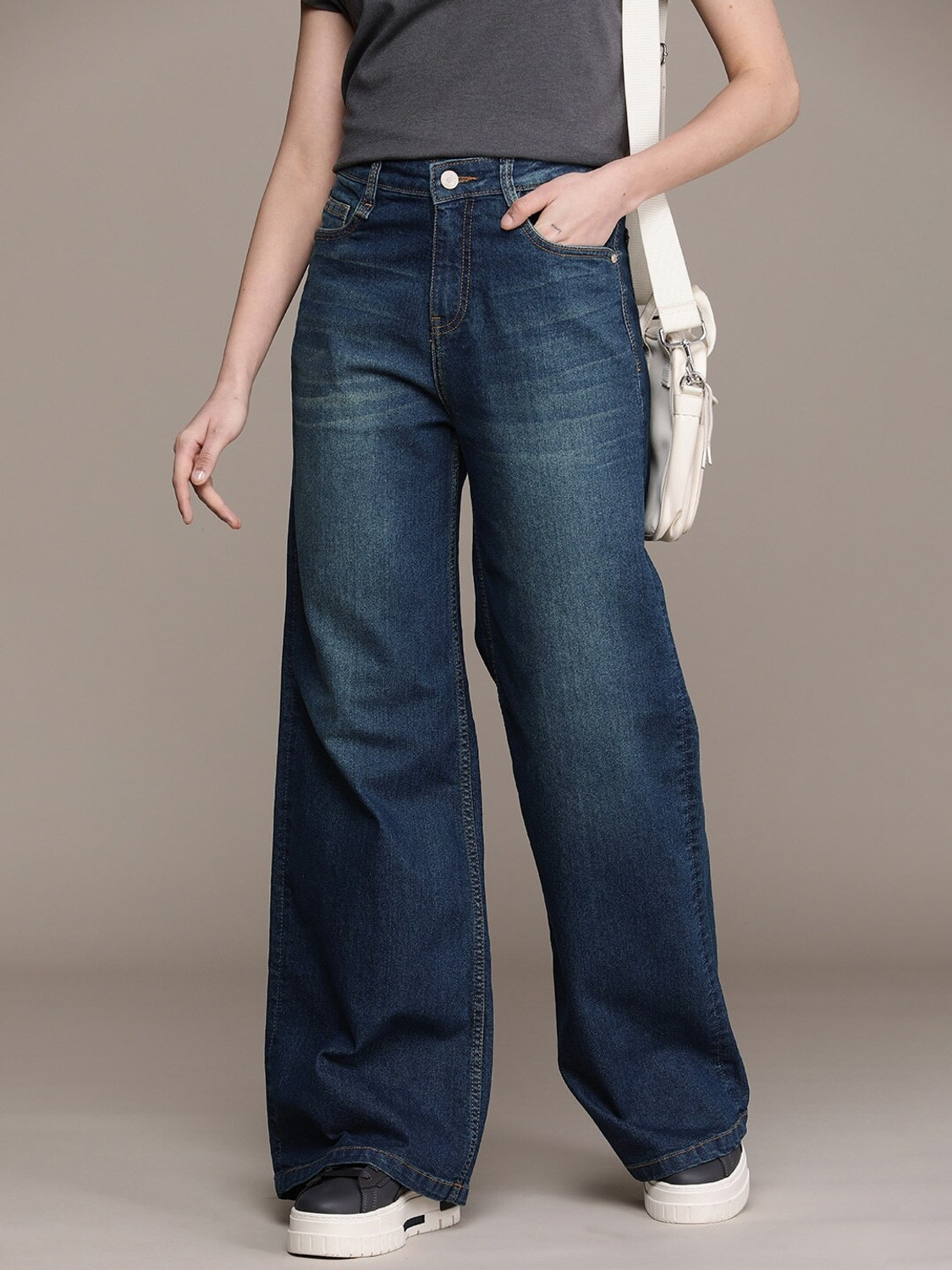 Image of Roadster Flared Women Dark Blue Jeans