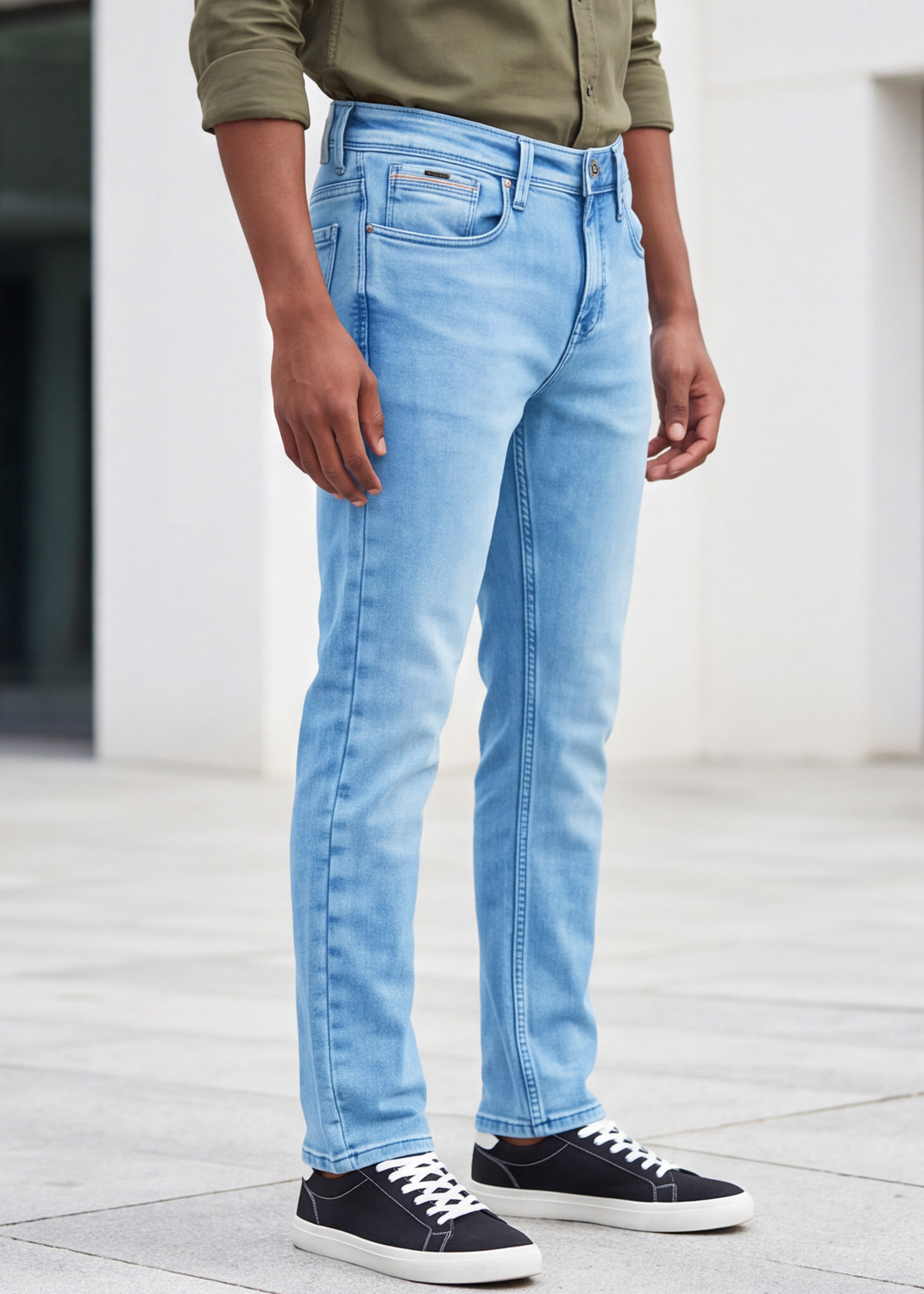 Image of KILLER Men Skinny Mid Rise Blue Jeans