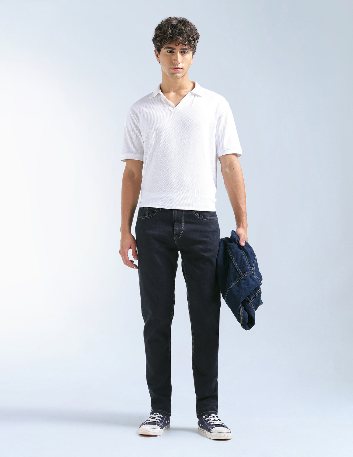 Image of FLYING MACHINE Tapered Fit Men Blue Jeans