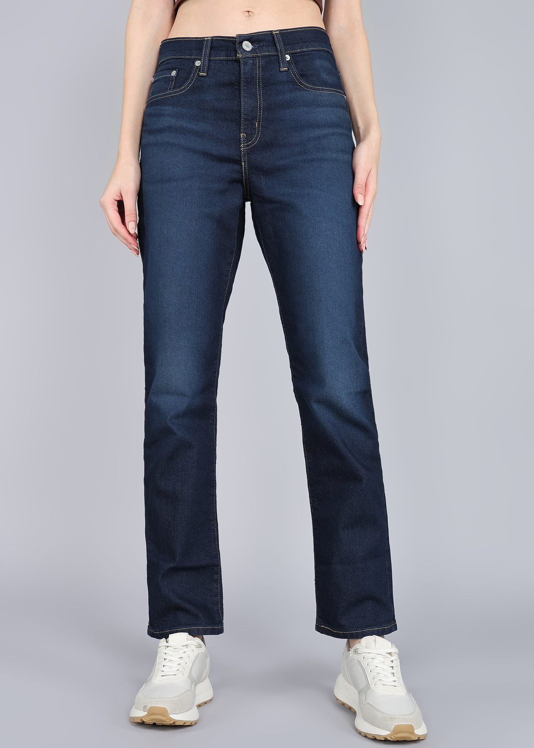 Image of LEVI'S Straight Fit Women Dark Blue Jeans