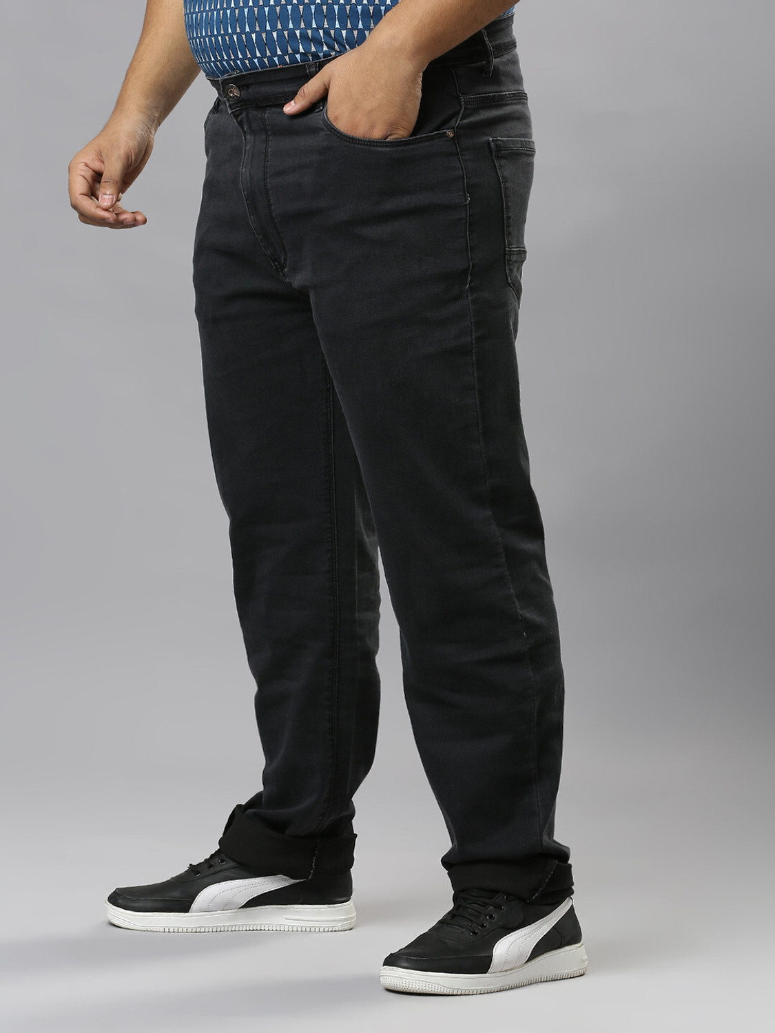 Image of XMEX Men Regular High Rise Dark Grey Jeans