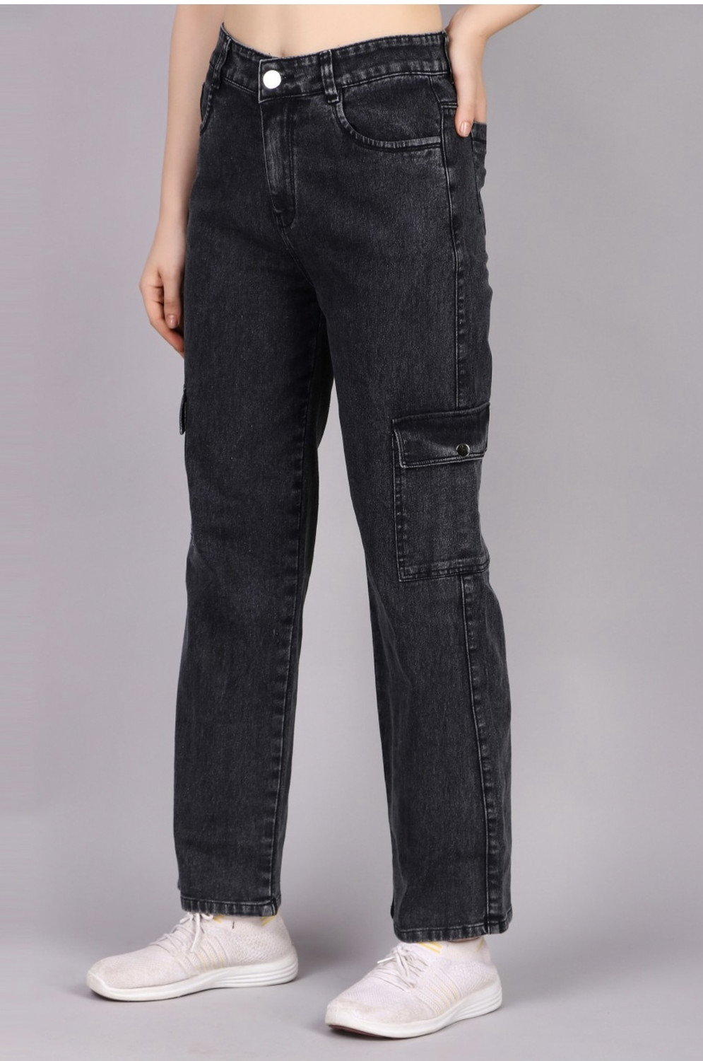 Image of TRENDY LOOKS Straight Fit Women Dark Grey Jeans