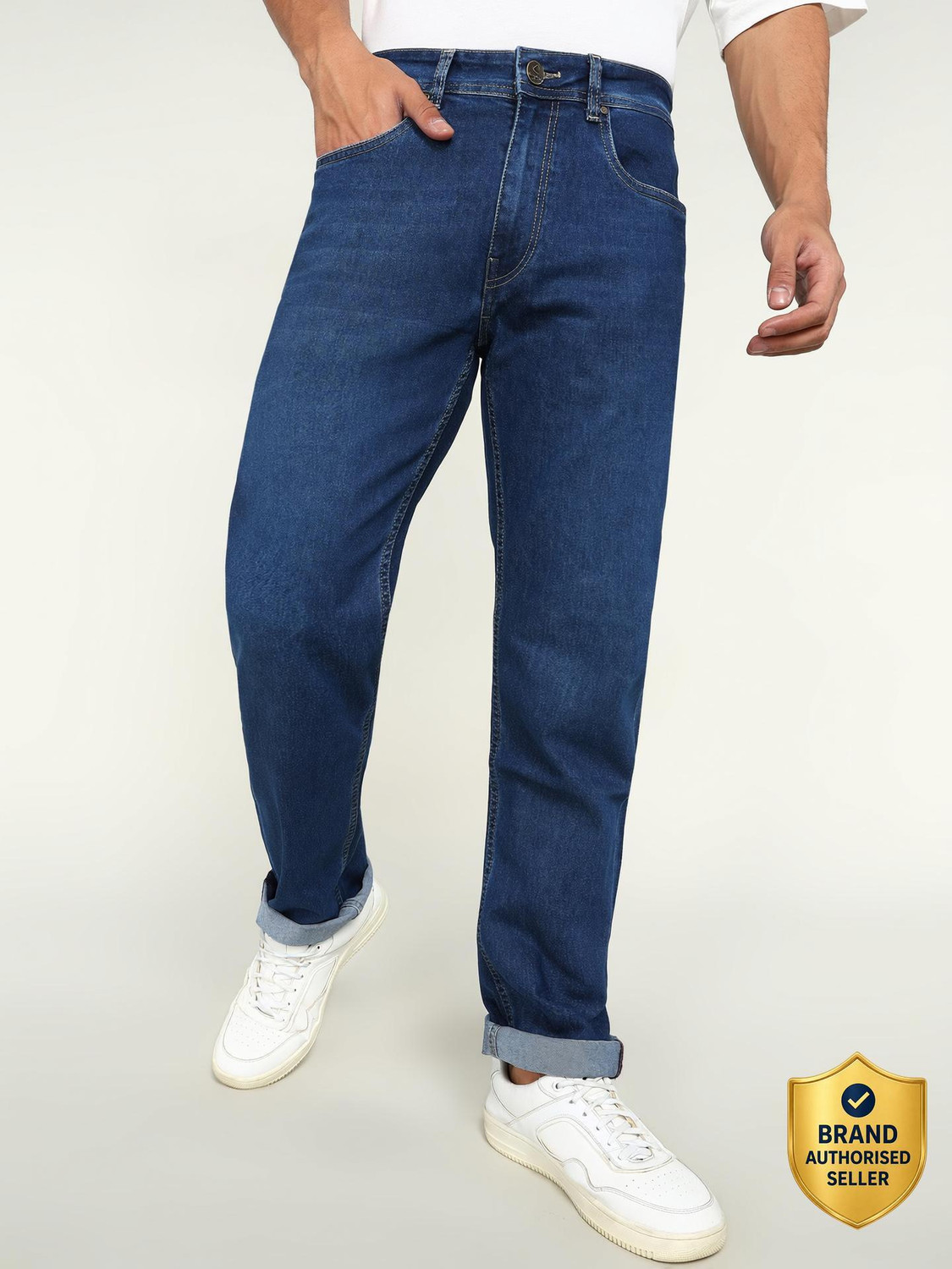 Image of BEING HUMAN Straight Fit Men Blue Jeans
