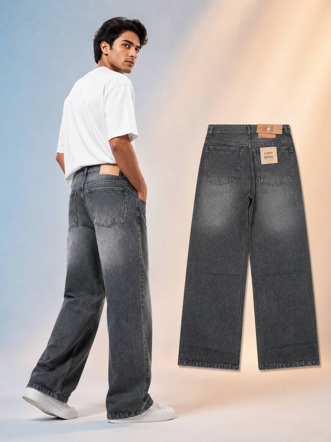 Zaraa Wide Leg Men Dark Grey Jeans - Image 2