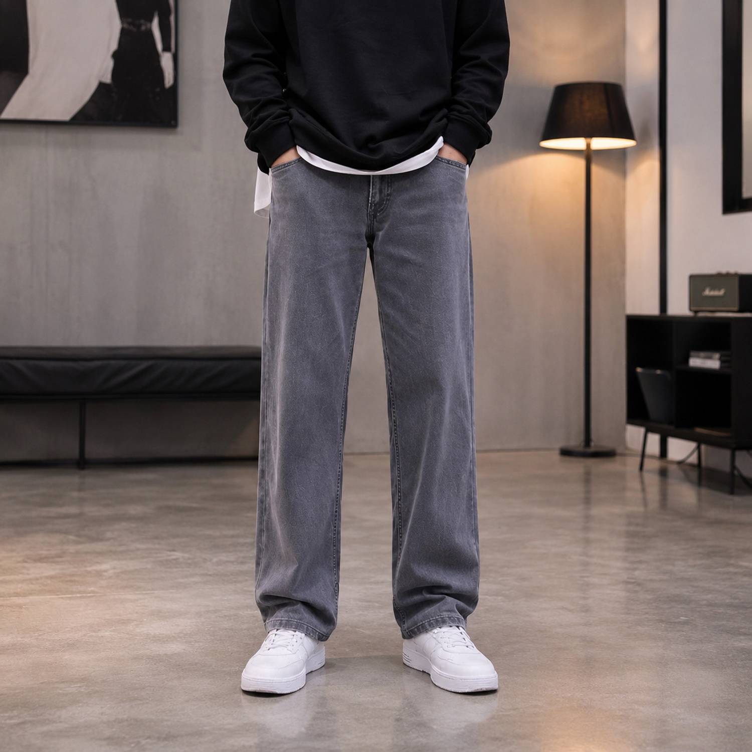 HIGH DENIM Straight Fit Men Grey Jeans - Image 1