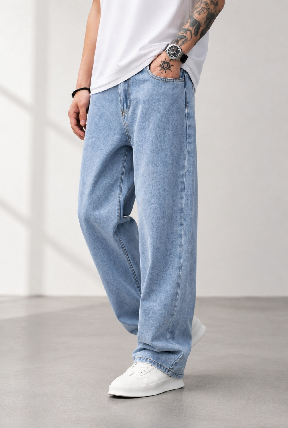 Image of DenSHAH Straight Fit Men Light Blue Jeans