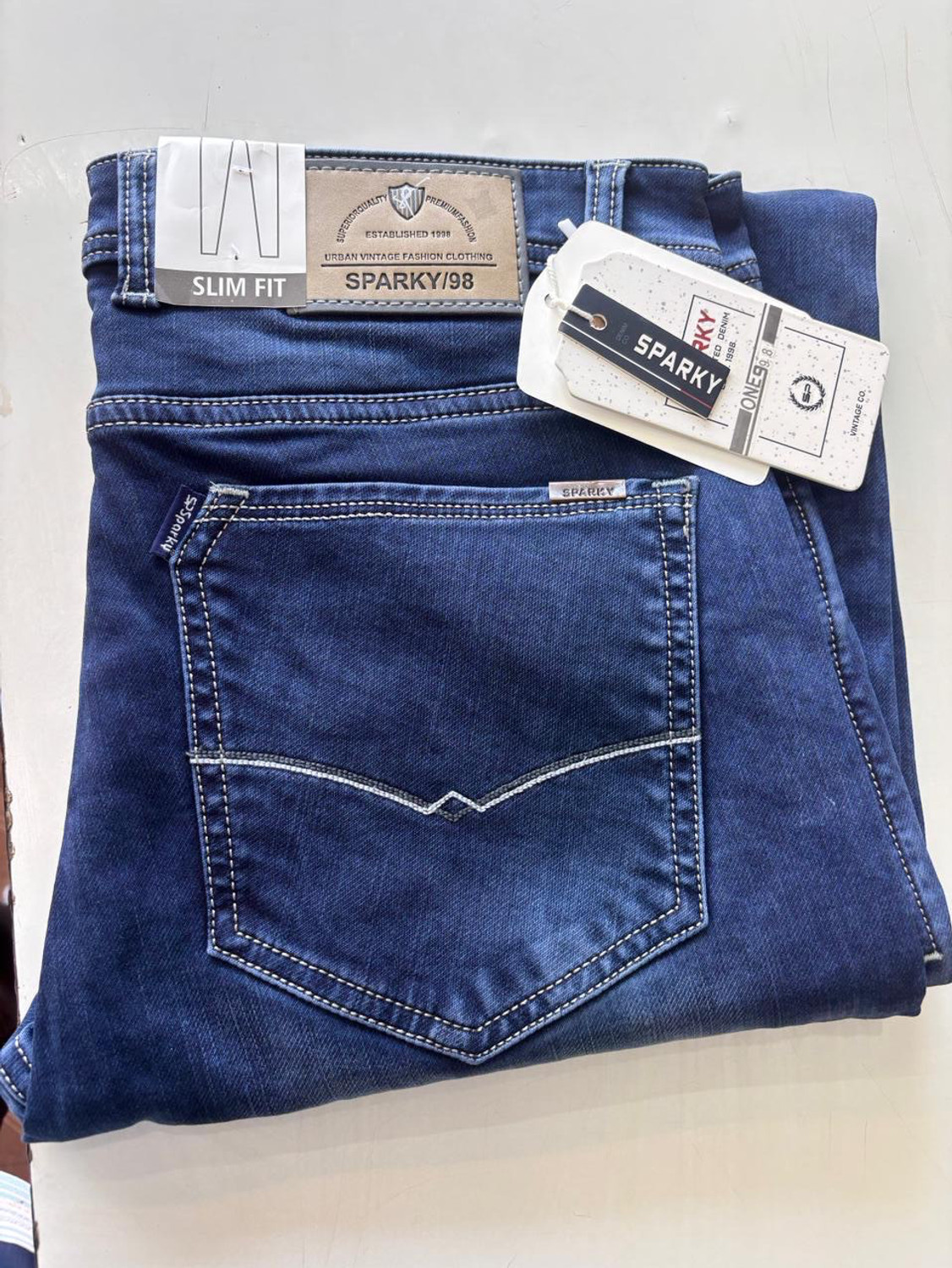 Image of Sparrky Straight Fit Men Blue Jeans