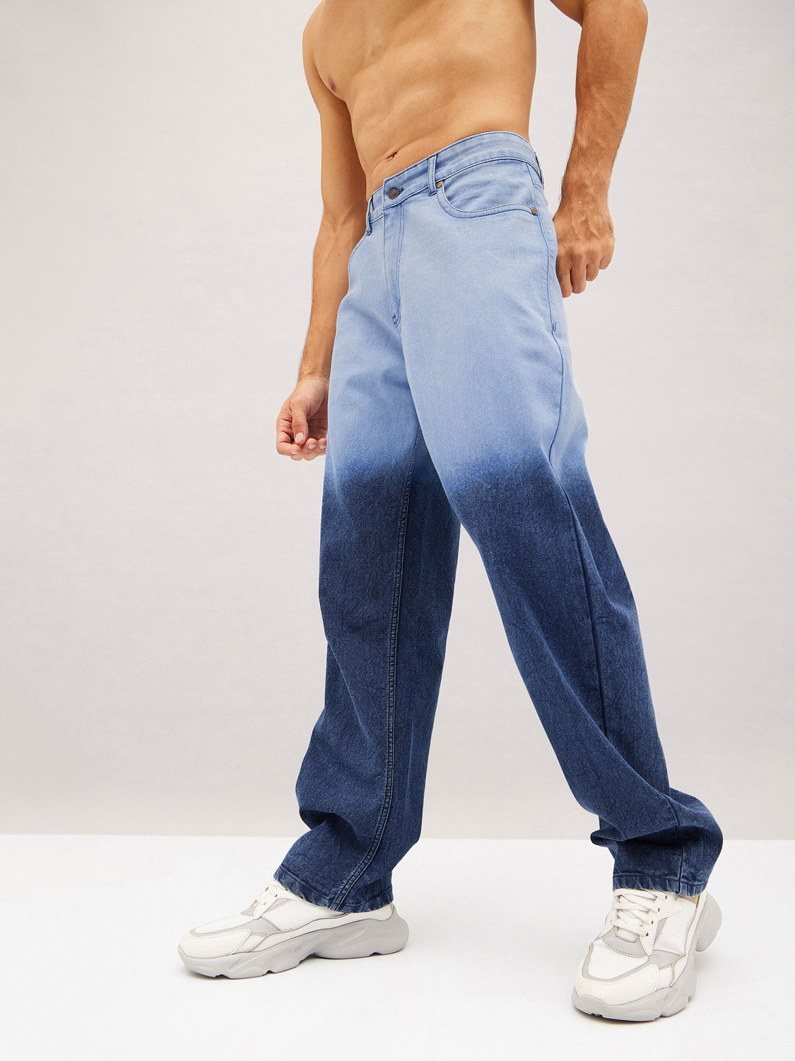 Image of MASCLN SASSAFRAS Relaxed Fit Men Dark Blue, Light Blue Jeans