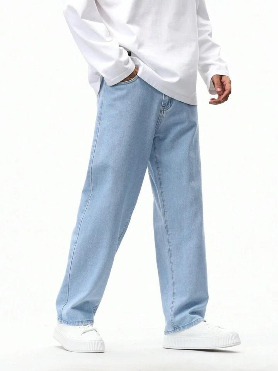 Image of forufit Loose Fit Men Light Blue Jeans