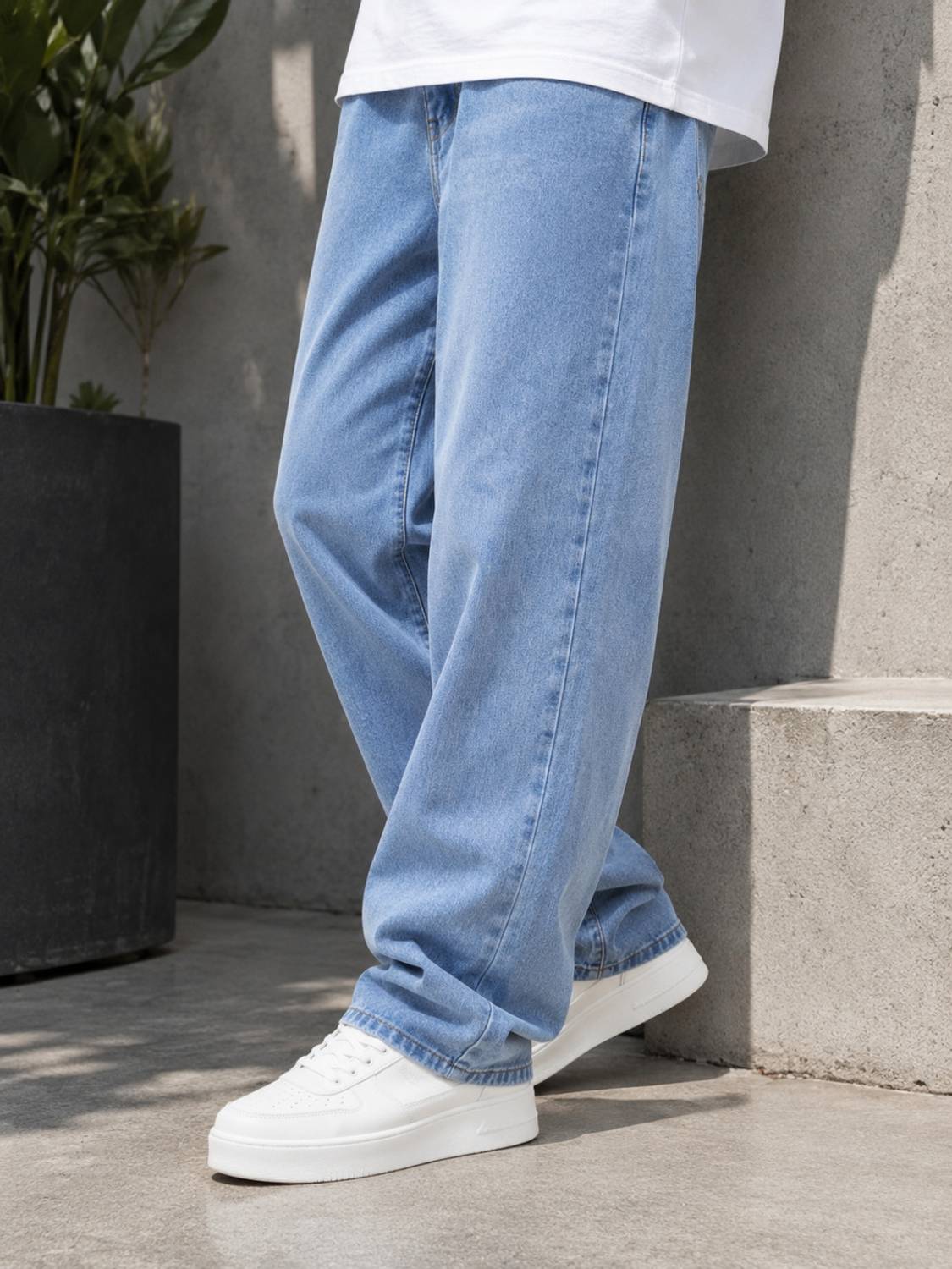 7 CUTS Straight Fit Men Light Blue Jeans - Image 4