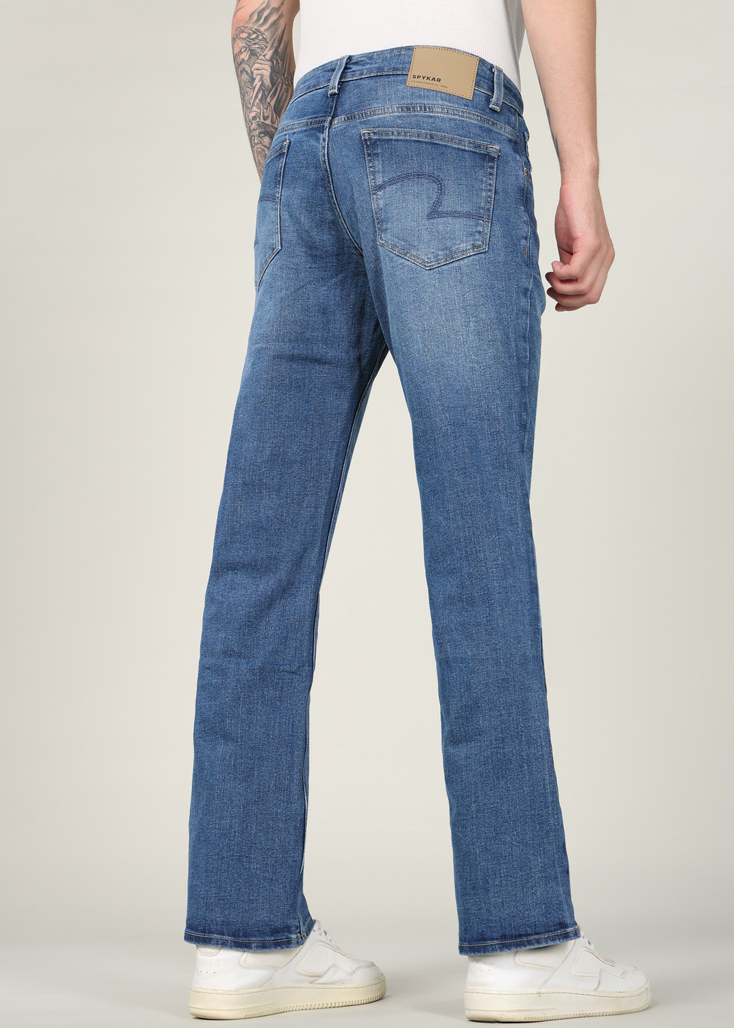 Image of Spykar Boot-Leg Men Blue Jeans