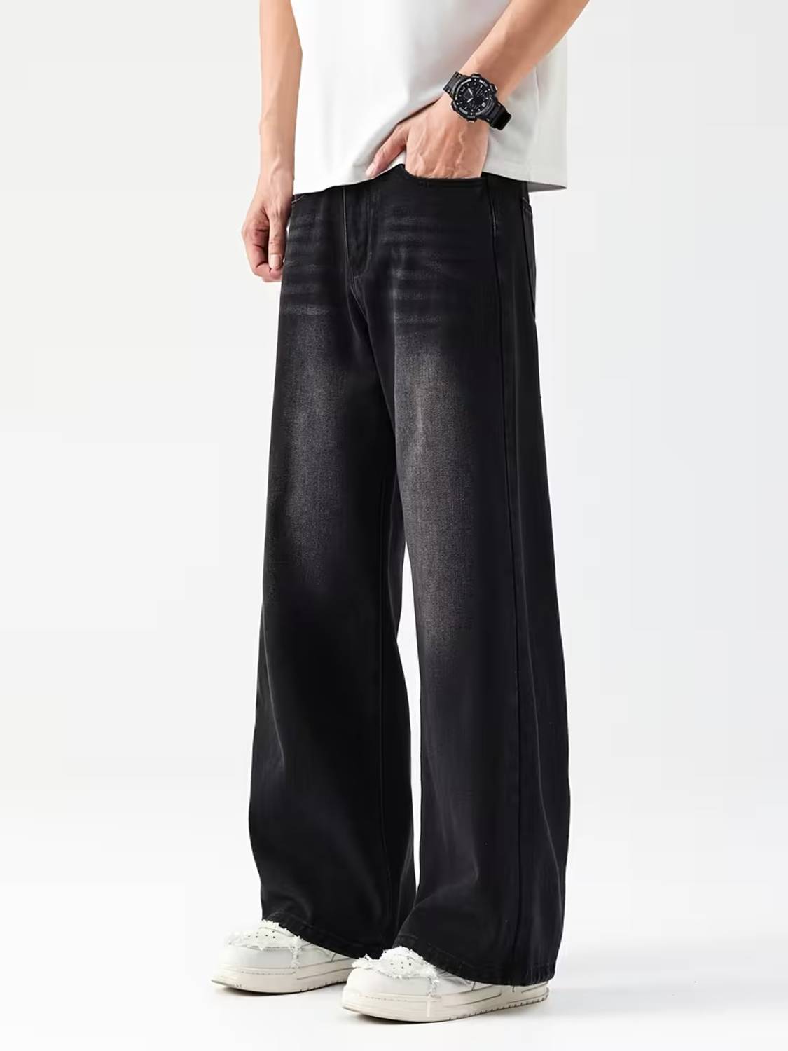 sky collection Wide Leg Black Jeans - Image 3