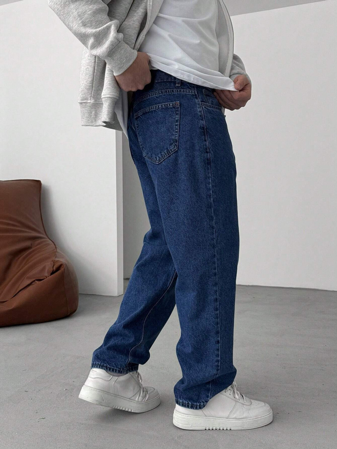 Image of HouseOfCommon Straight Fit Men Dark Blue Jeans