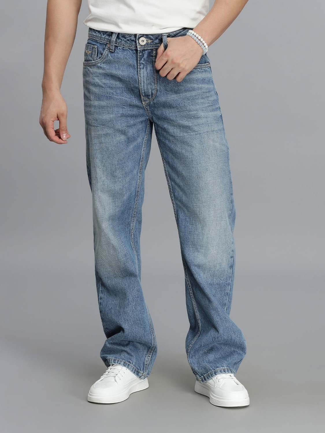 Image of ROOKIES Loose Fit Men Blue Jeans
