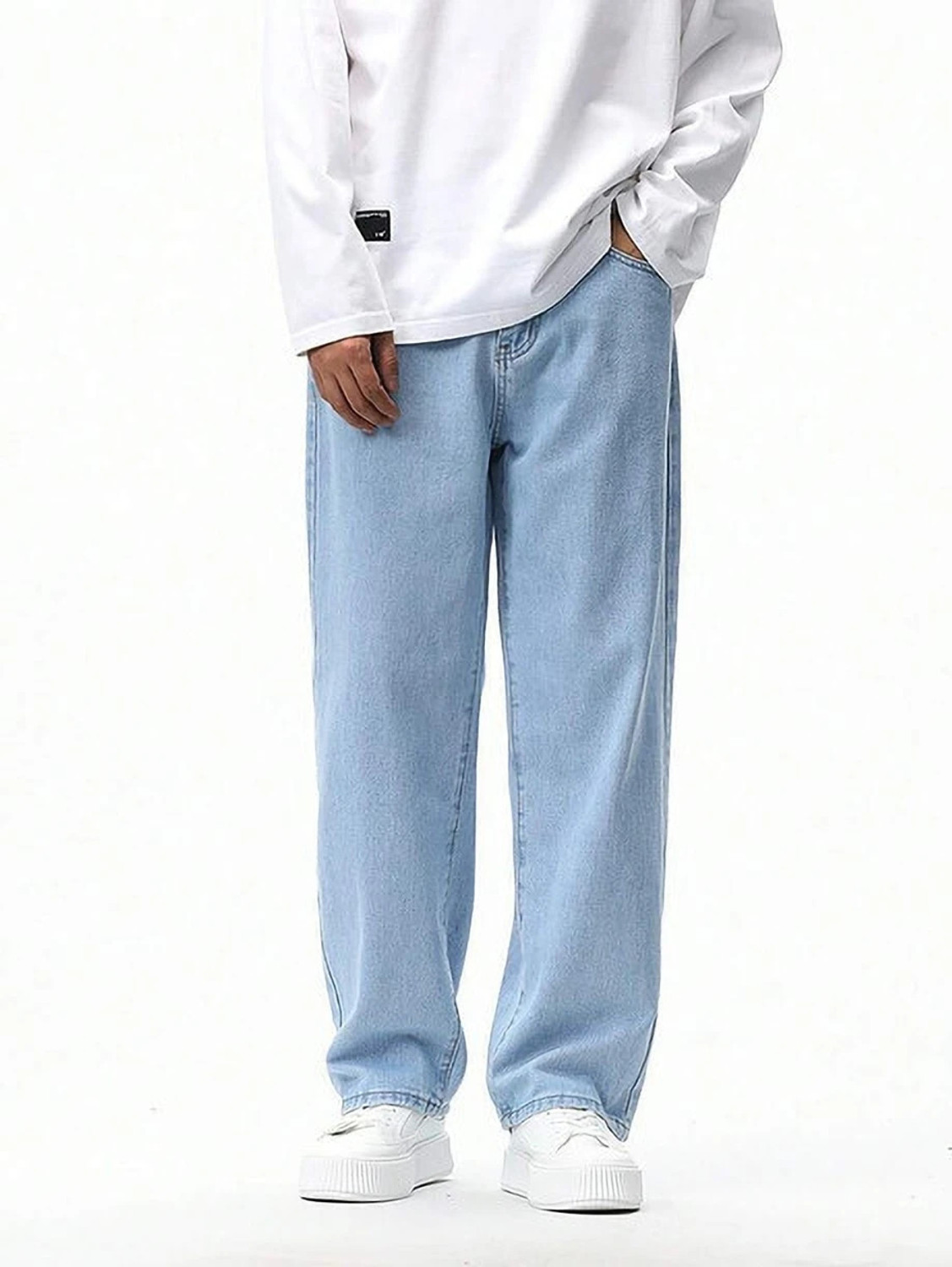 Image of O2 ROUTE Loose Fit Men Light Blue Jeans