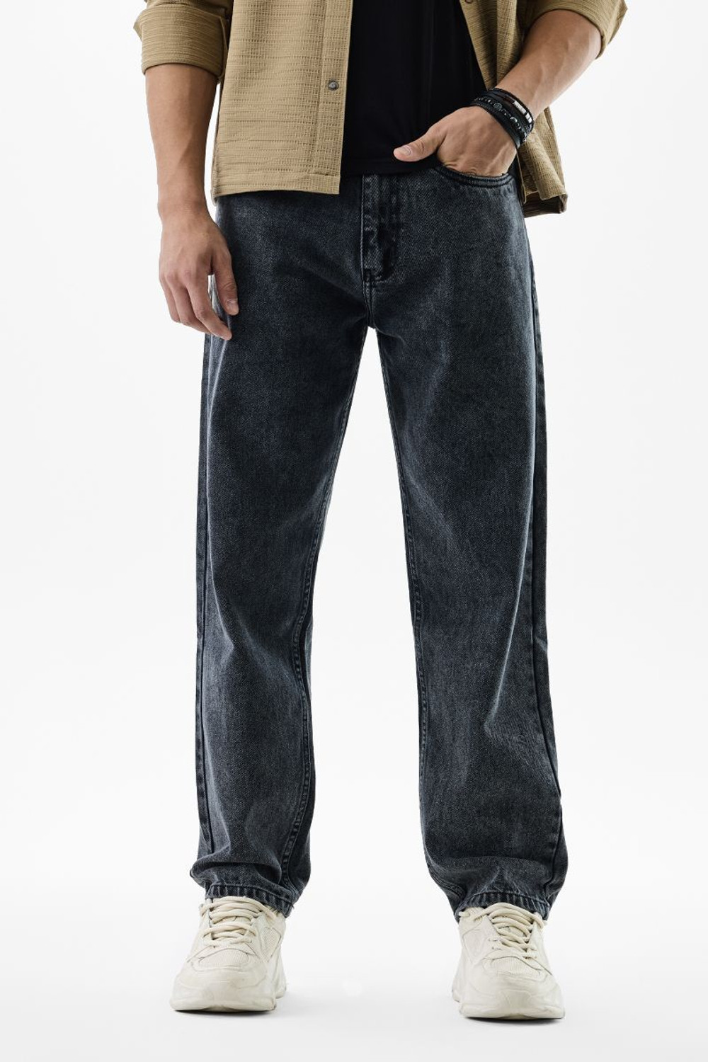 Image of Snitch Loose Fit Men Dark Grey Jeans
