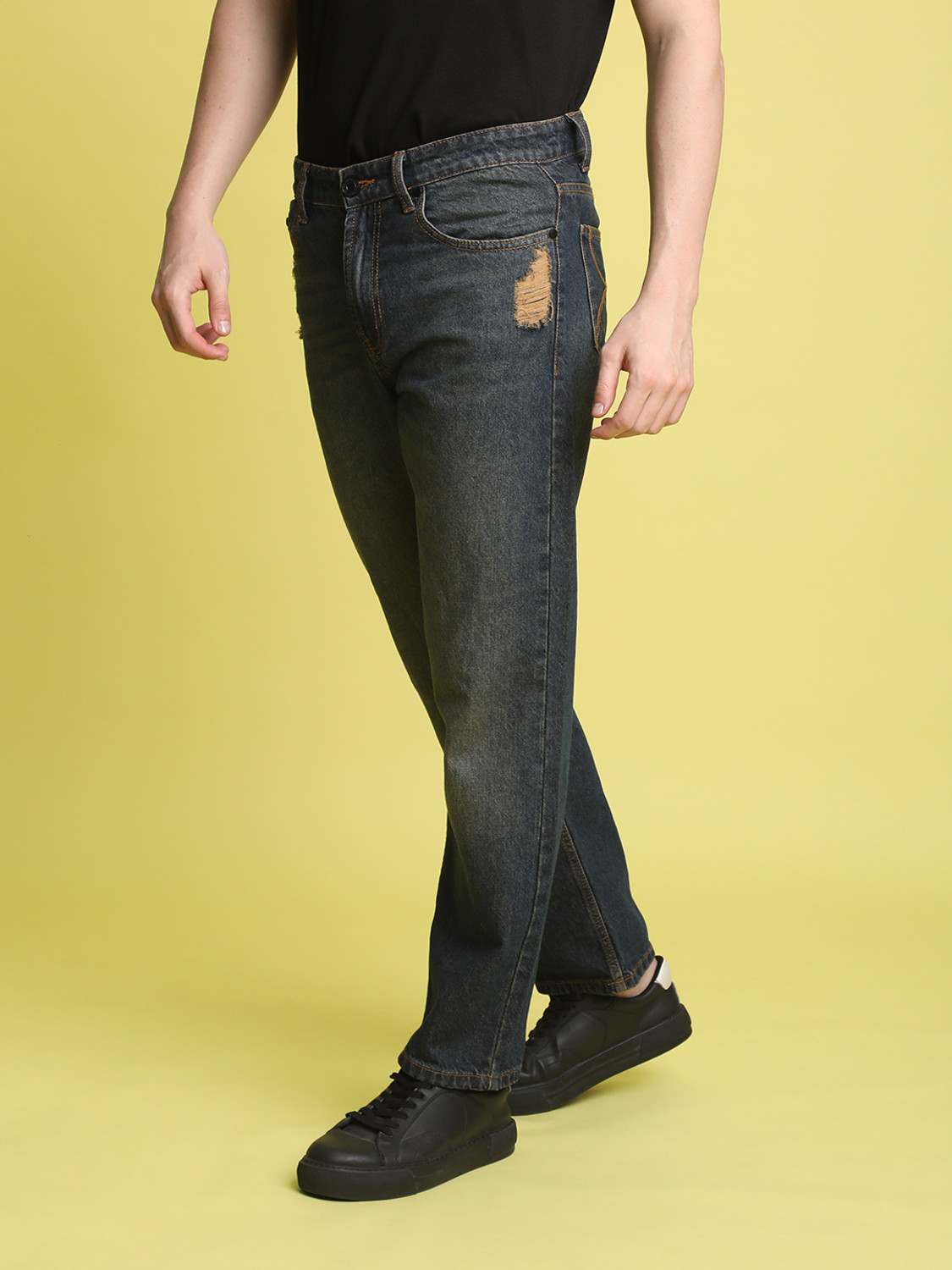 Image of Bene Kleed Straight Fit Men Blue Jeans