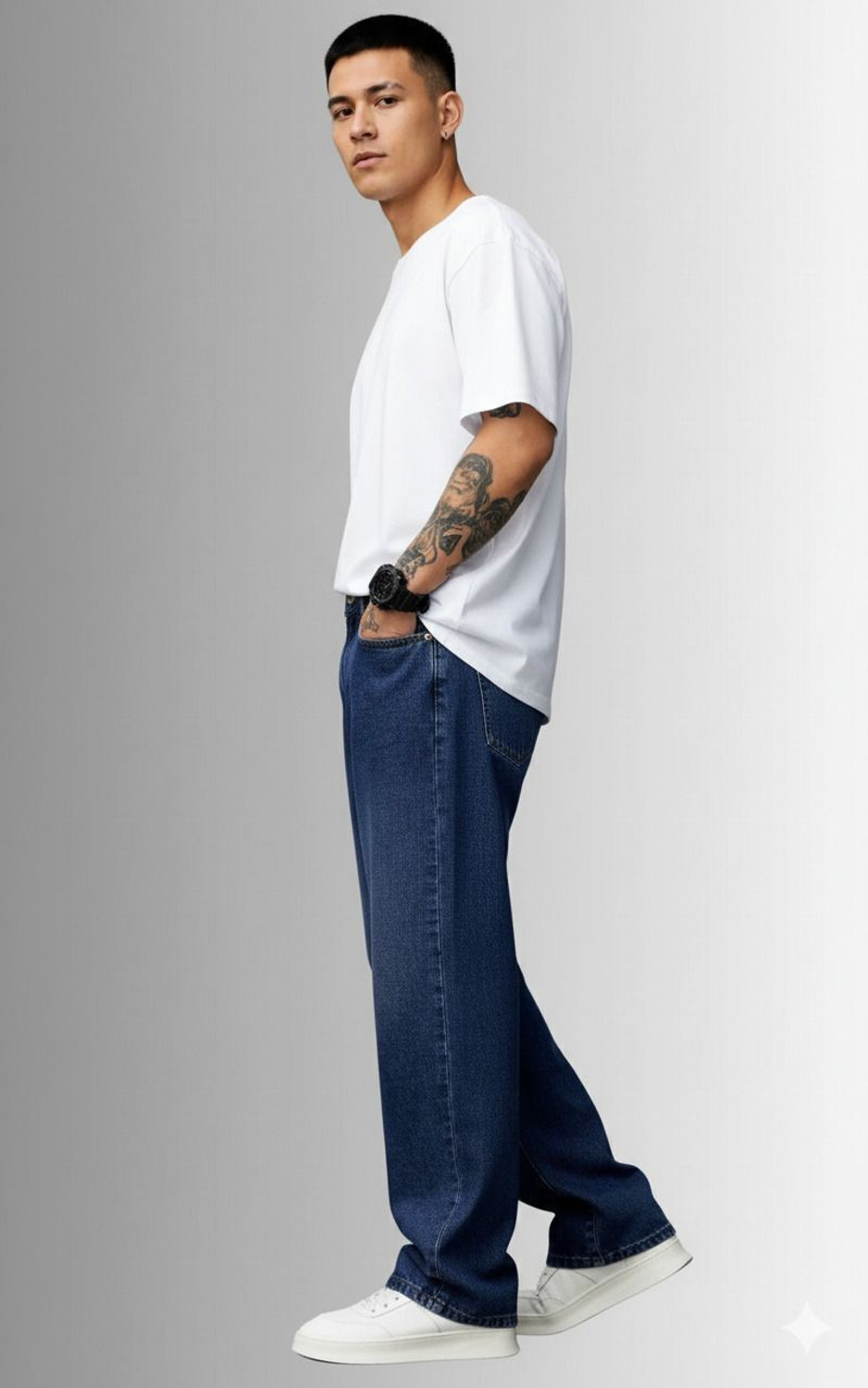 Image of uth republic Loose Fit Men Dark Blue Jeans