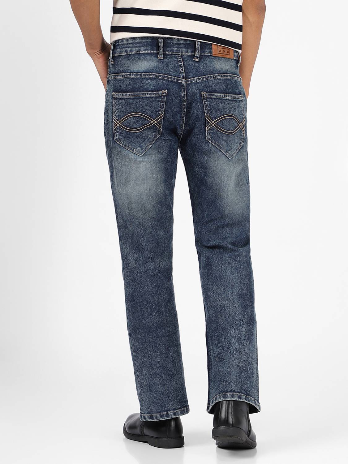 Urbano Men Dark Blue Boot-Leg Jeans - Image 3