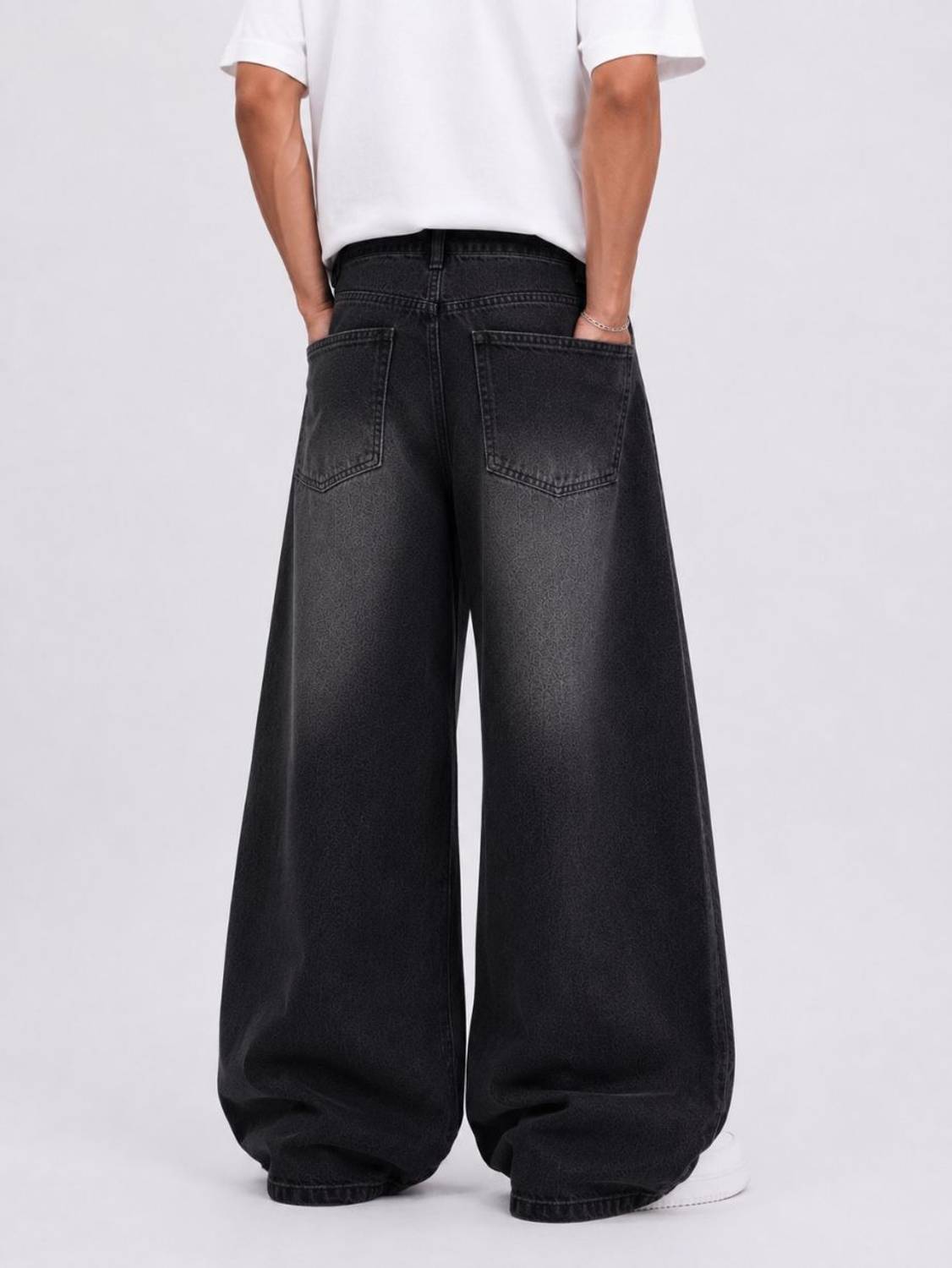 M Q Baggy Fit Men Black Jeans - Image 2