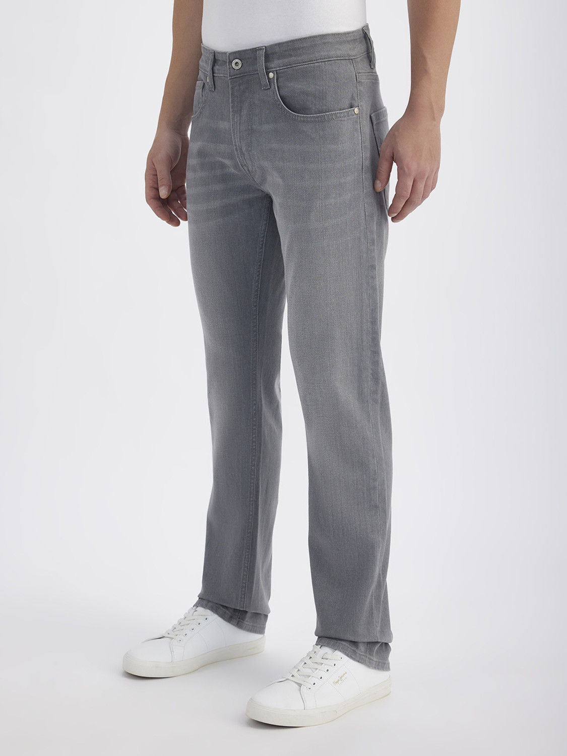 Image of Pepe Jeans Men Straight Fit Mid Rise Grey Jeans