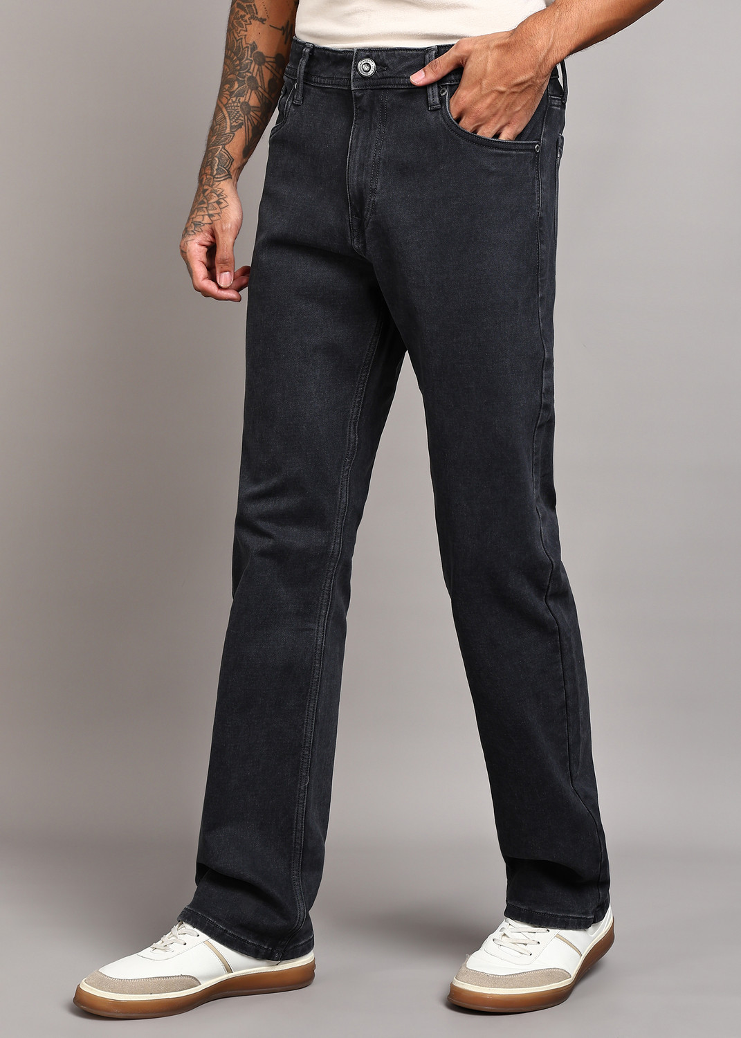 Image of INTEGRITI Men Boot-Leg Mid Rise Grey Jeans