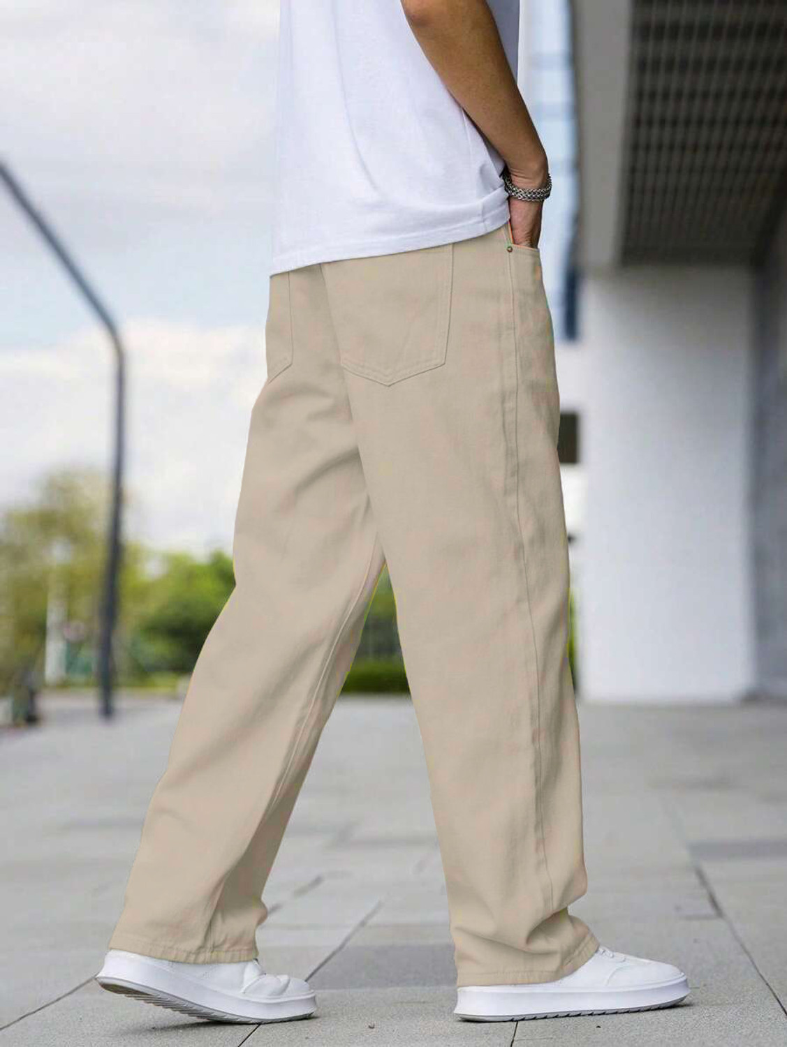 Image of RAGZO Baggy Fit Men Beige Jeans